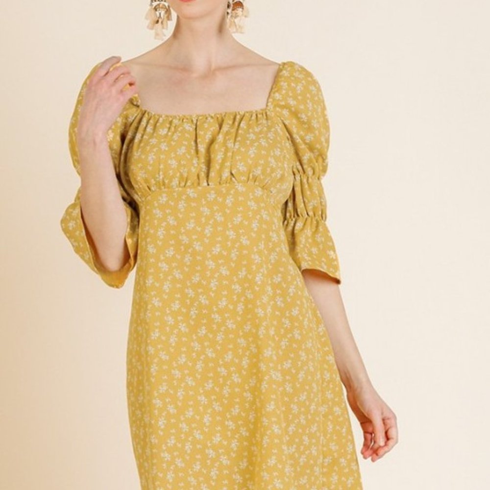 yellow gold empire waist dress